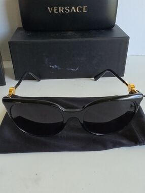 Versace Black Sunglasses with Gold Hardware